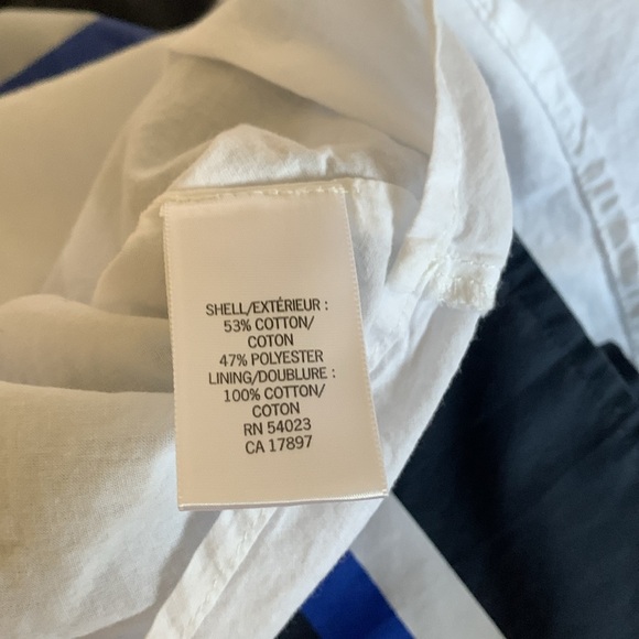 Banana Republic white w wide blue stripe hem cotton blend sleeveless dress EUC - Picture 5 of 5